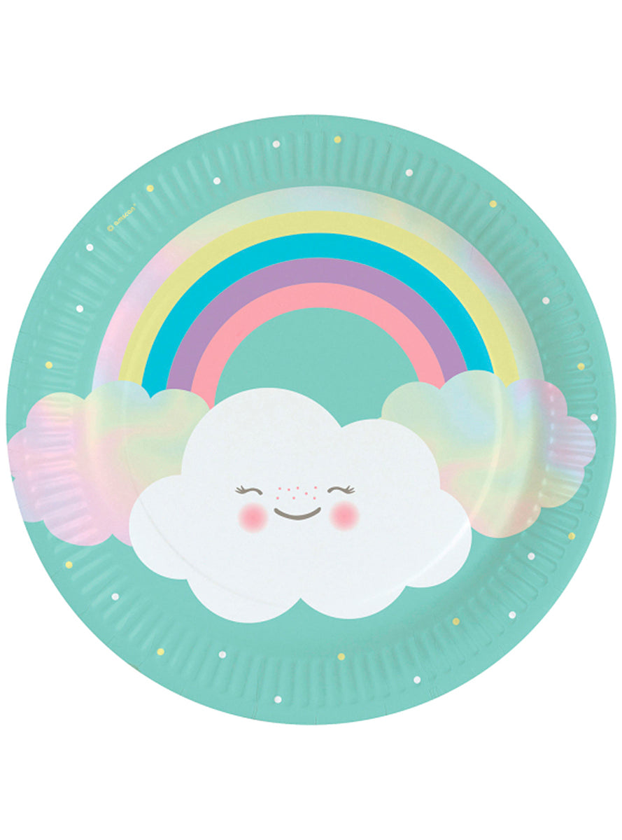 8 assiettes arc-en-ciel (23 cm) - Rainbow & Cloud