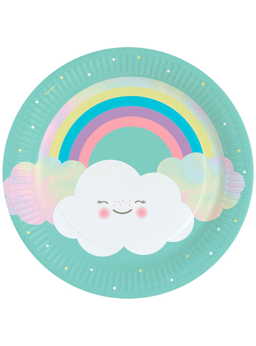 8 assiettes arc-en-ciel (23 cm) - Rainbow & Cloud