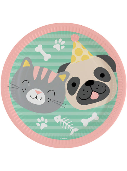 8 assiettes chats et chiens (23 cm) - Hello Pets