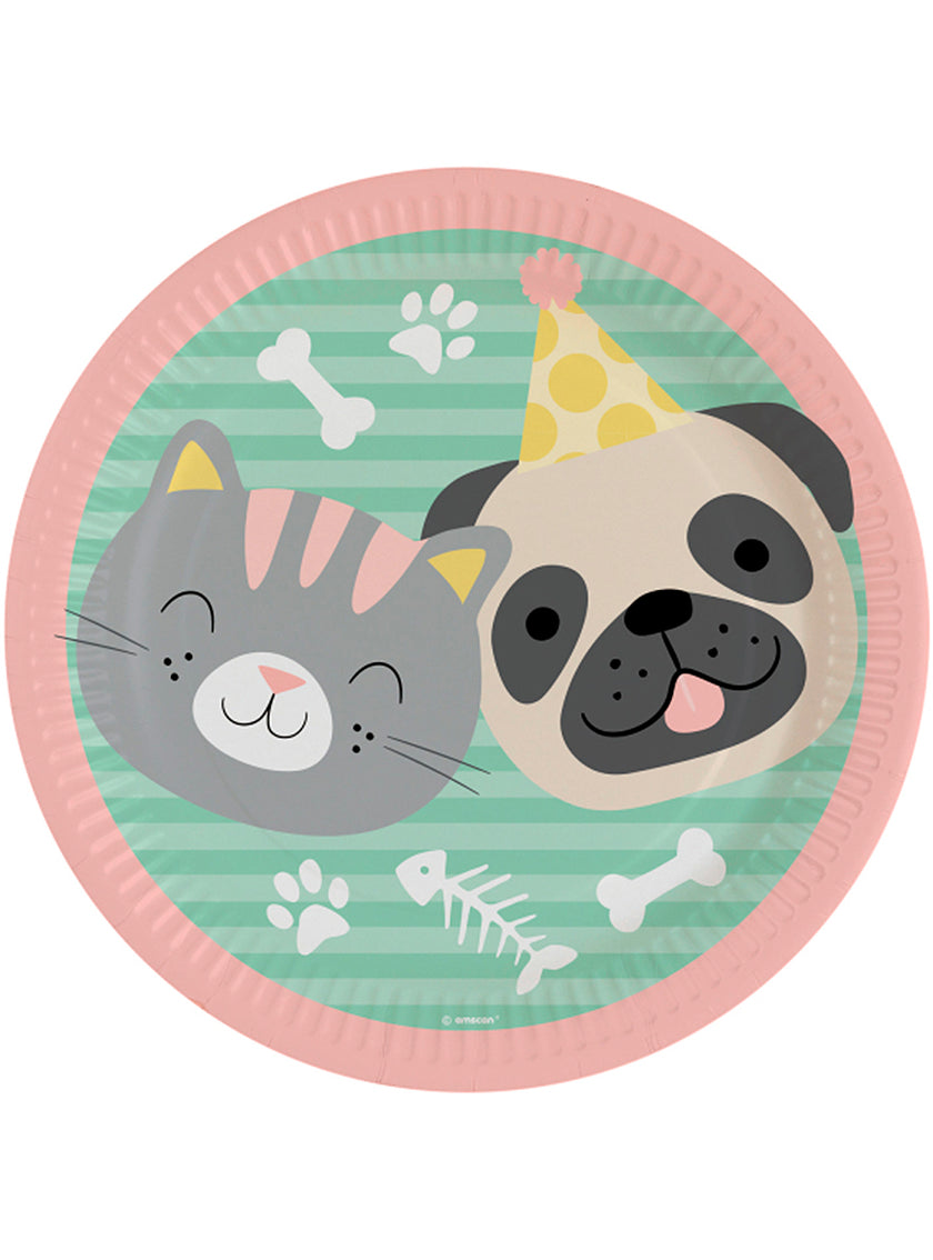 8 assiettes chats et chiens (23 cm) - Hello Pets