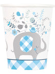 8 gobelets Baby Shower éléphant bleu - Blue Floral Elephant