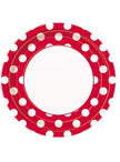 8 Assiettes rouges à pois blancs (23 cm) - Gamme couleur unie