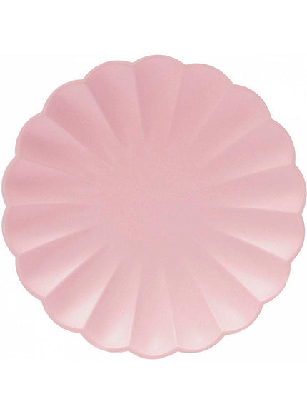 8 Assiettes en forme de fleur rose (23 cm)