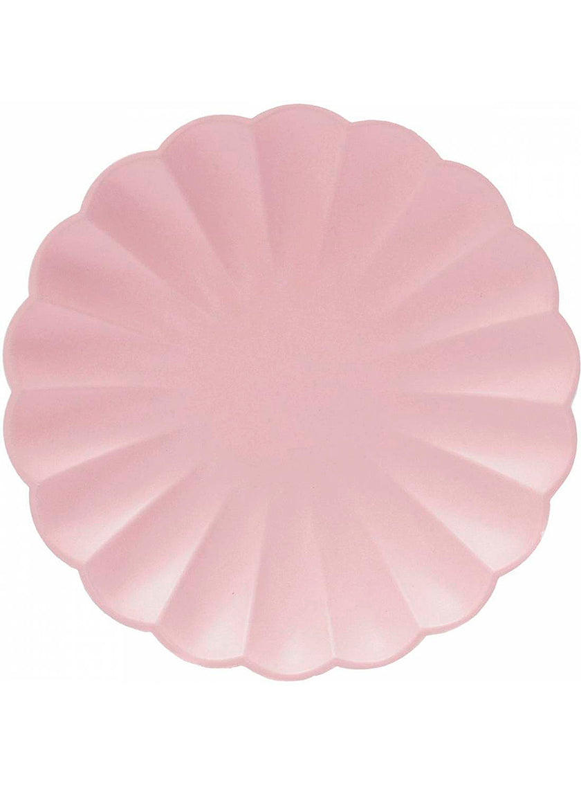 8 Assiettes en forme de fleur rose (23 cm)
