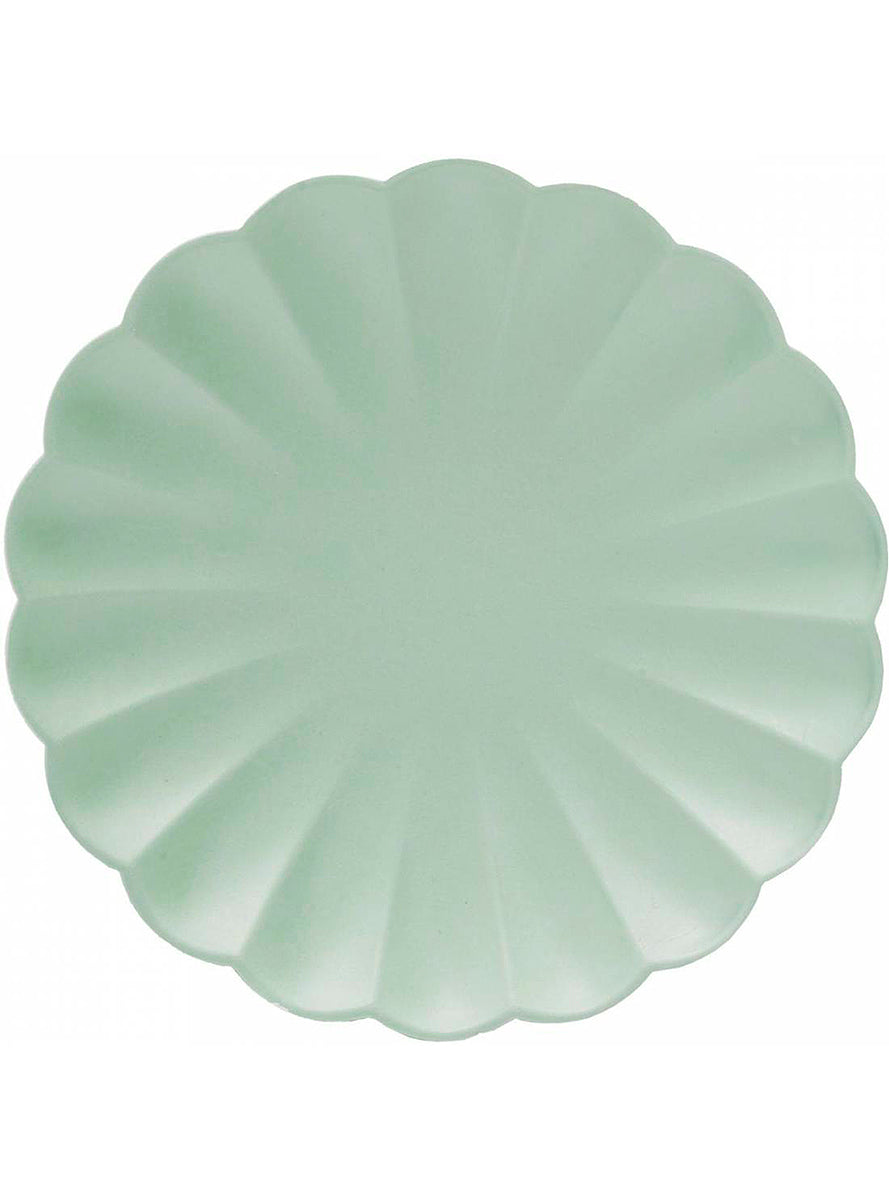8 Assiettes en forme de fleur vert menthe (23 cm)