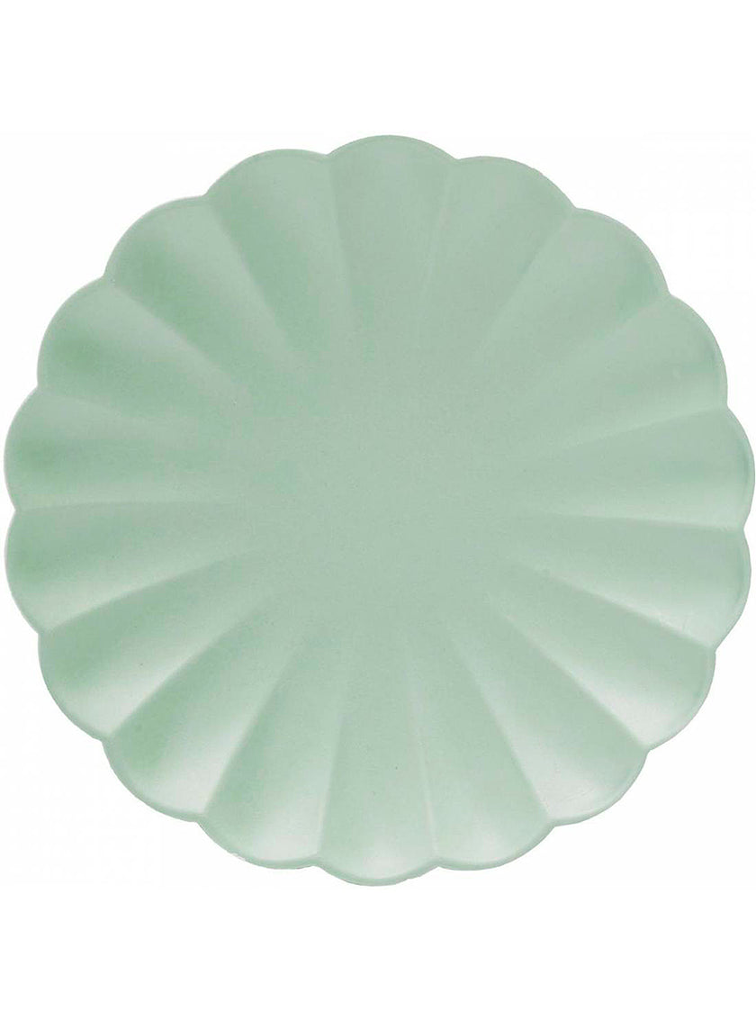 8 Assiettes en forme de fleur vert menthe (23 cm)