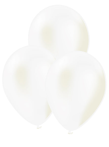 10 ballons blanc perle métallisés - Gamme couleur unie