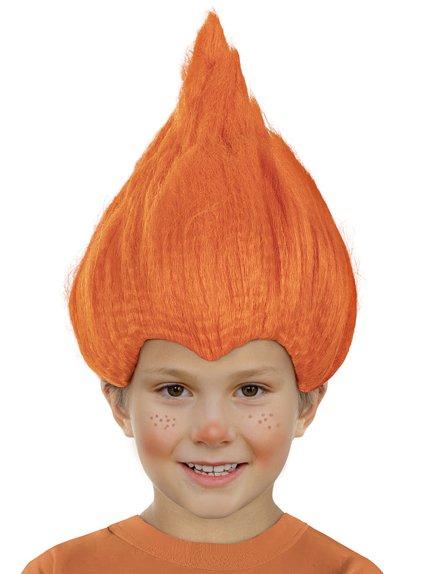 Perruque orange Trolls enfant