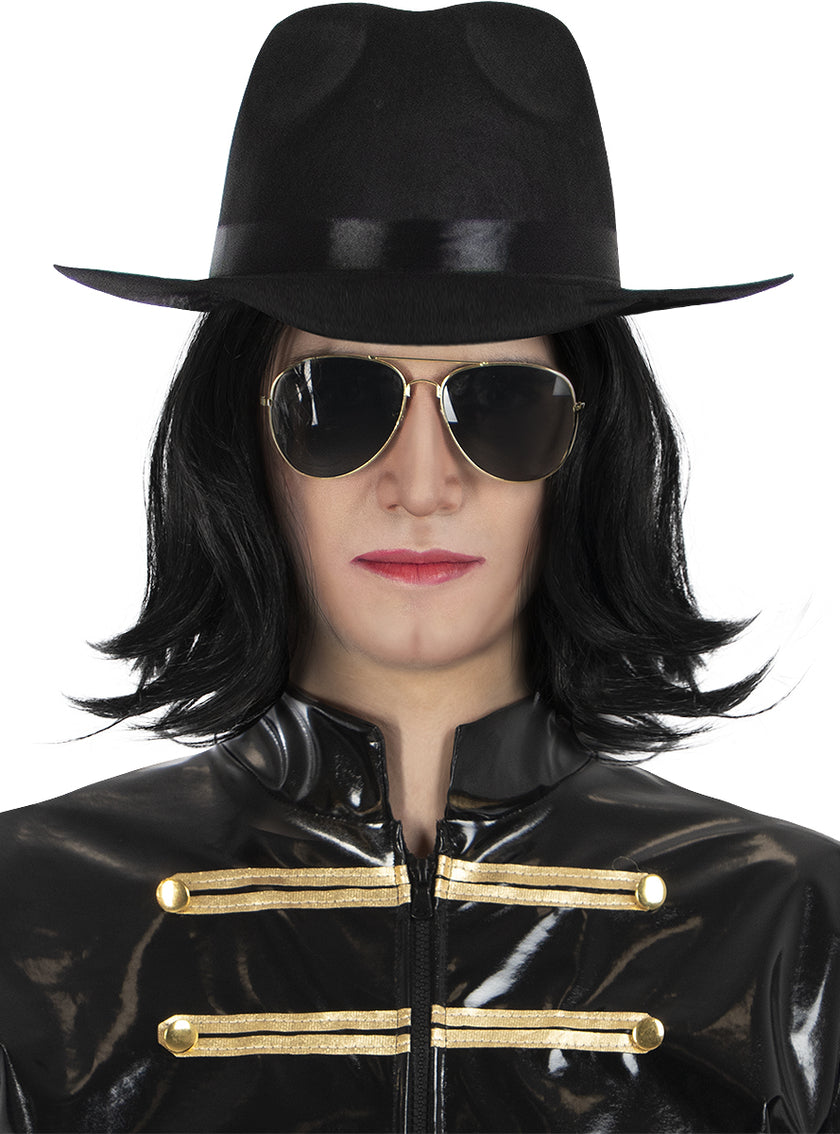 Perruque raide et lunettes de Michael Jackson