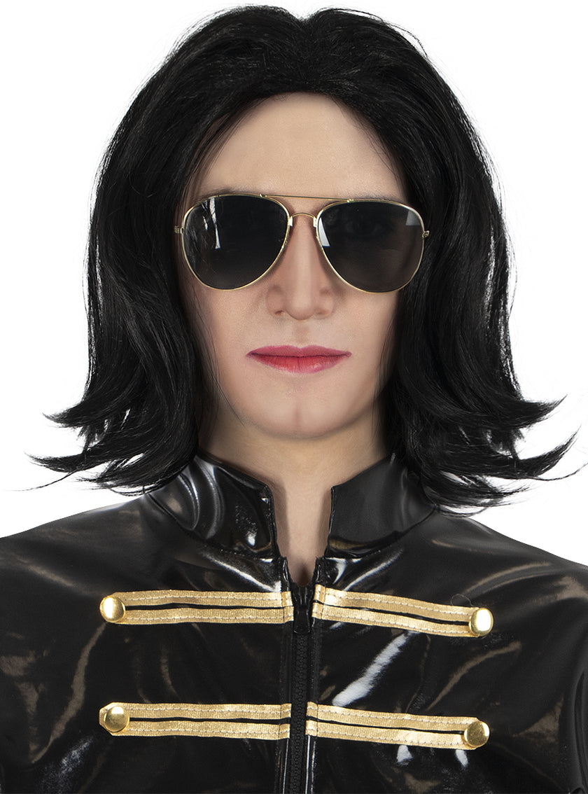 Perruque raide et lunettes de Michael Jackson