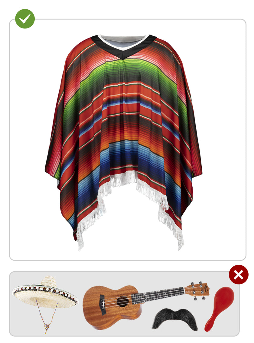 Poncho mexicain adulte