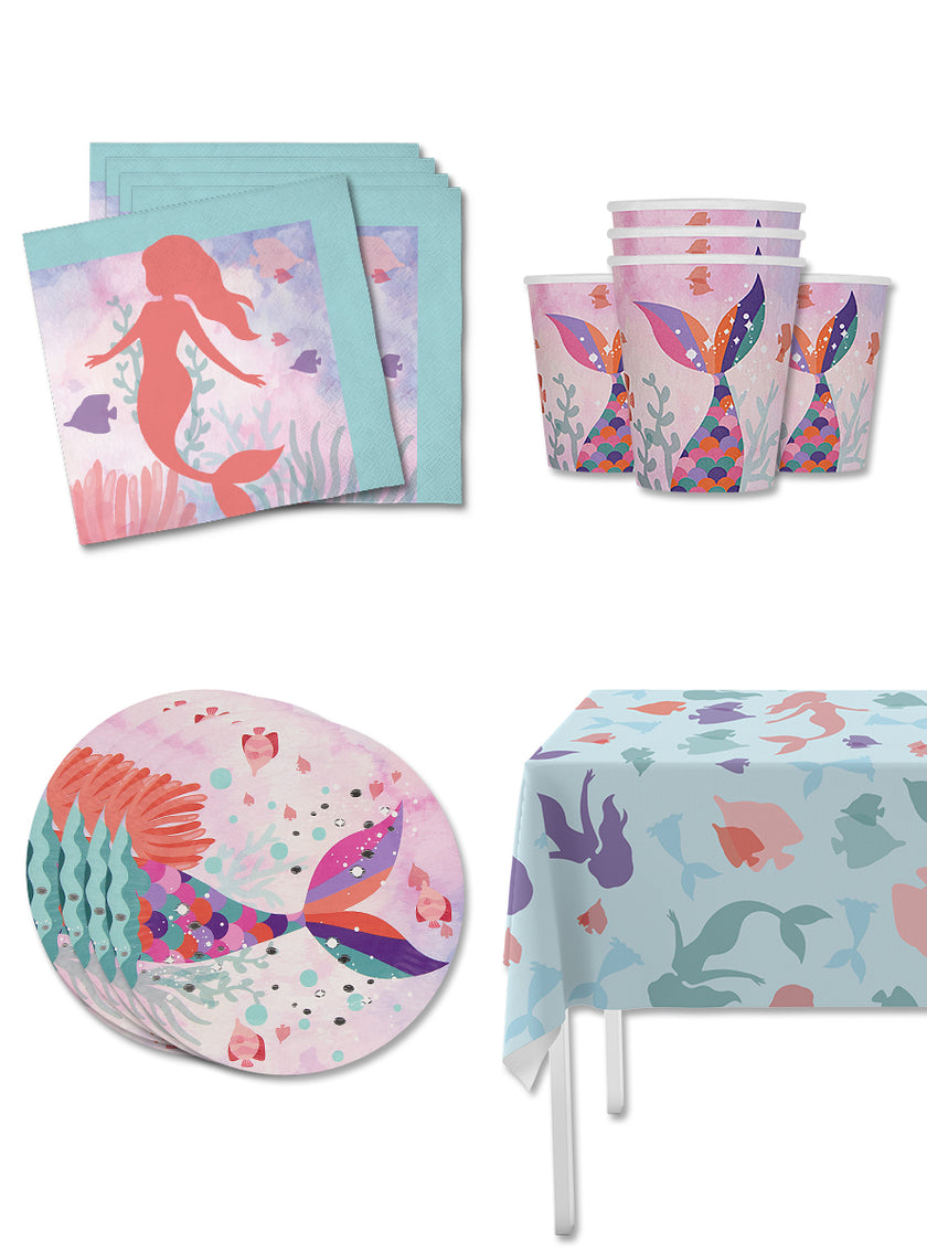 Kit décoration anniversaire sirènes 8 personnes - Beautiful mermaid