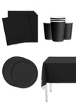Kit décoration fête noir 8 personnes - Gamme couleur unie