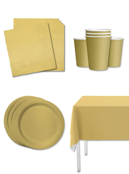 Kit décoration fête doré 8 personnes - Gamme couleur unie