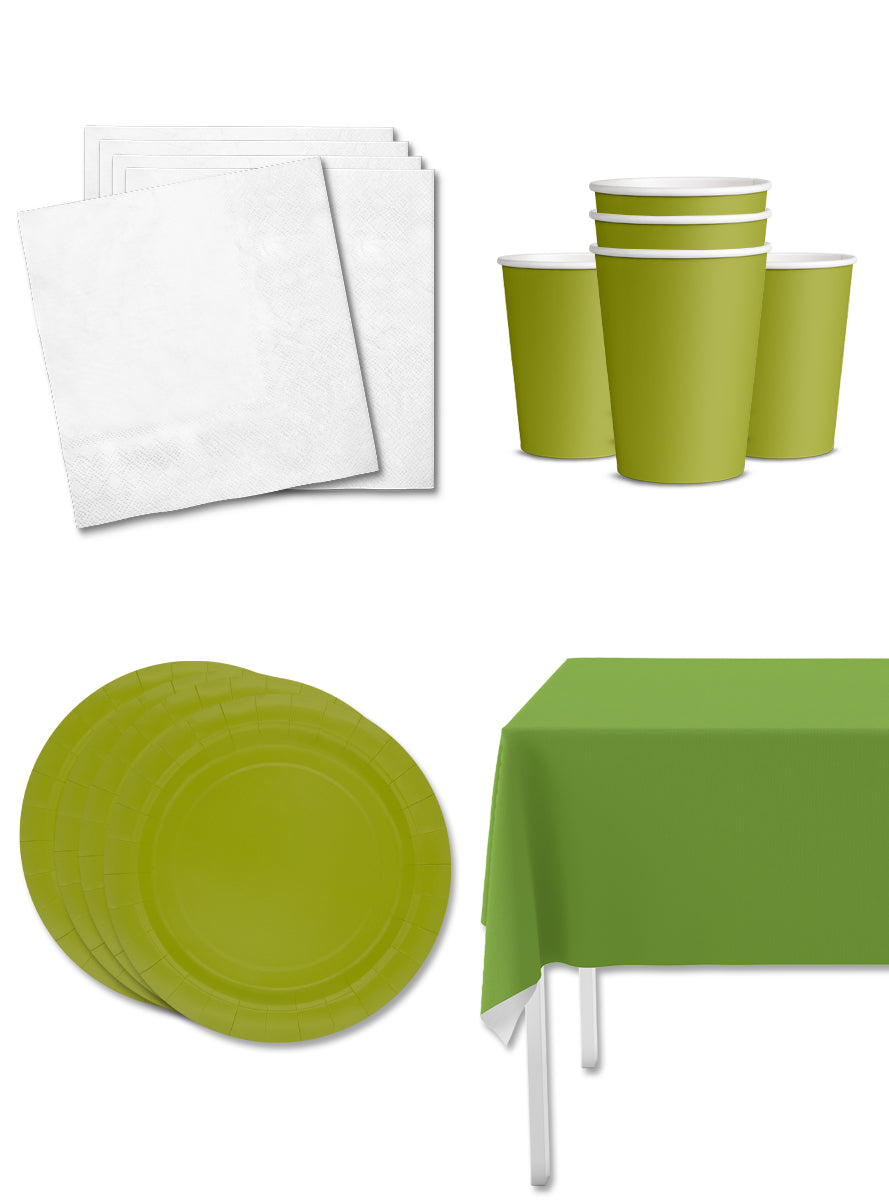 Kit décoration fête vert citron 8 personnes - Gamme couleurs unies