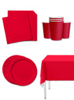 Kit décoration fête rouge 8 personnes - Gamme couleur unie