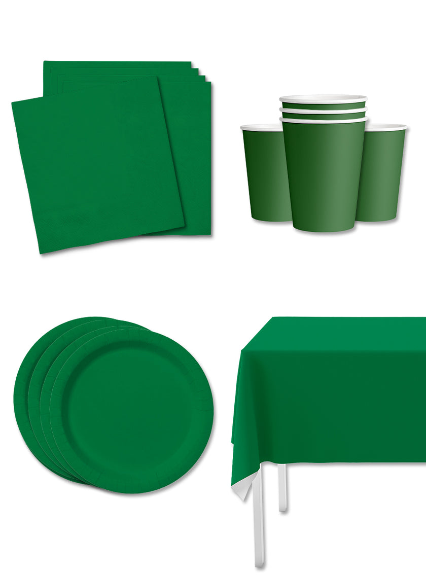Kit décoration fête vert 8 personnes - Gamme couleur unie