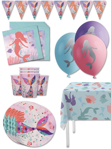 Kit décoration anniversaire sirènes Premium 8 personnes - Beautiful mermaid