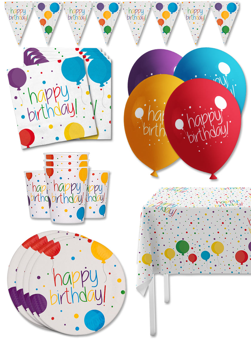 Kit décoration anniversaire Premium 8 personnes - Happy Birthday