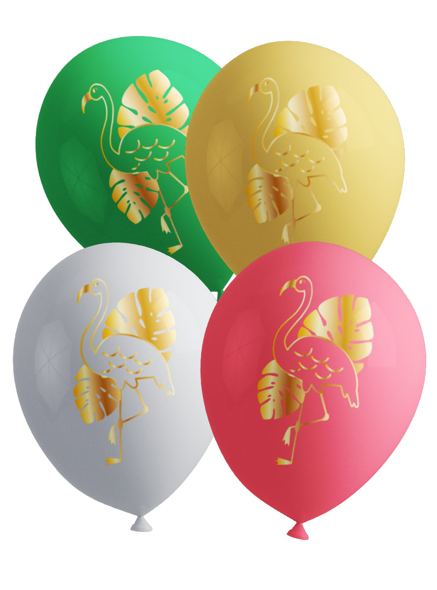 Kit décoration fête de flamencos Premium 8 personnes - Tropical flamingos