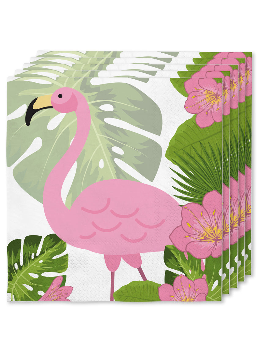 Kit décoration fête de flamencos Premium 8 personnes - Tropical flamingos