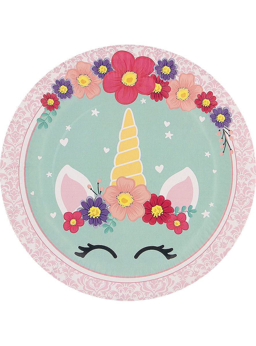 Kit décoration anniversaire licorne Premium 8 personnes - Unicorn Flowers