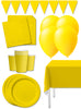 Kit décoration fête jaune Premium 8 personnes - Gamme couleur unie