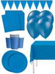 Kit décoration fête bleu foncé Premium 8 personnes - Gamme couleur unie