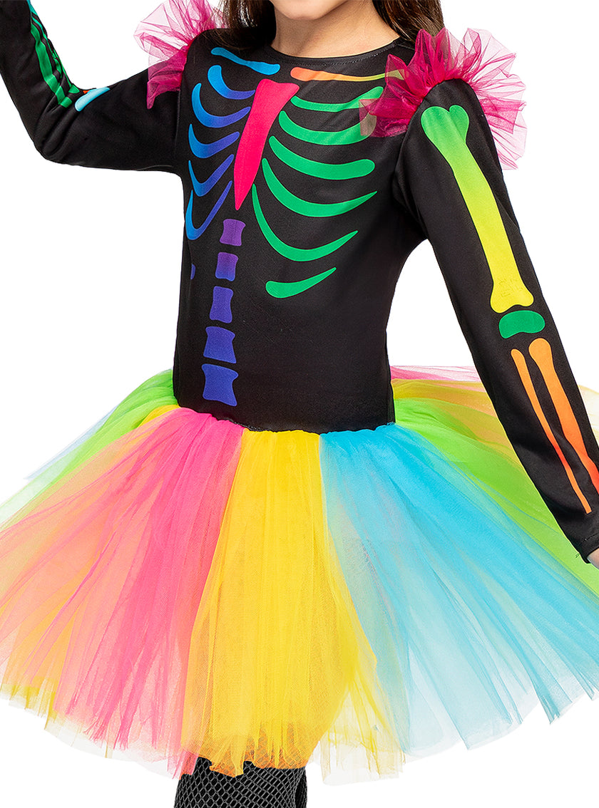 Déguisement squelette coloré fille