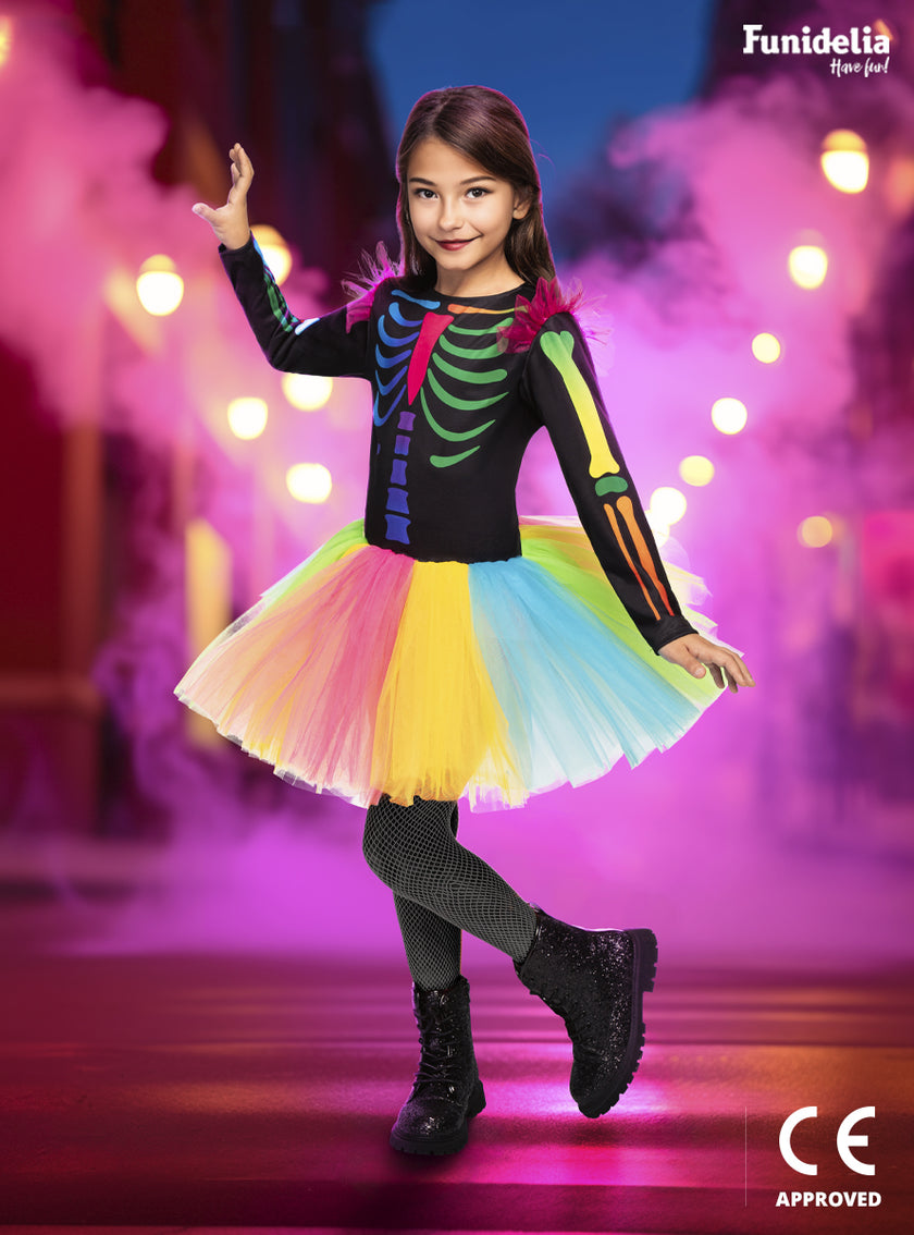 Déguisement squelette coloré fille
