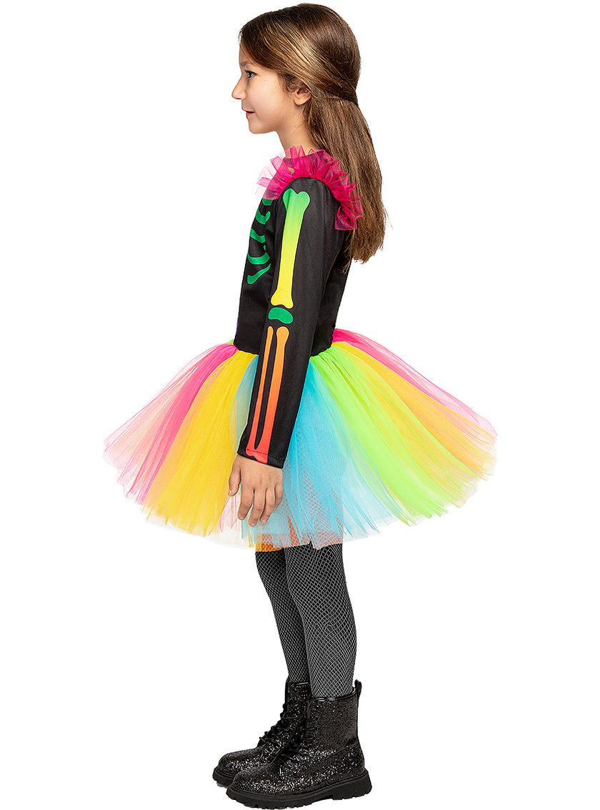 Déguisement squelette coloré fille