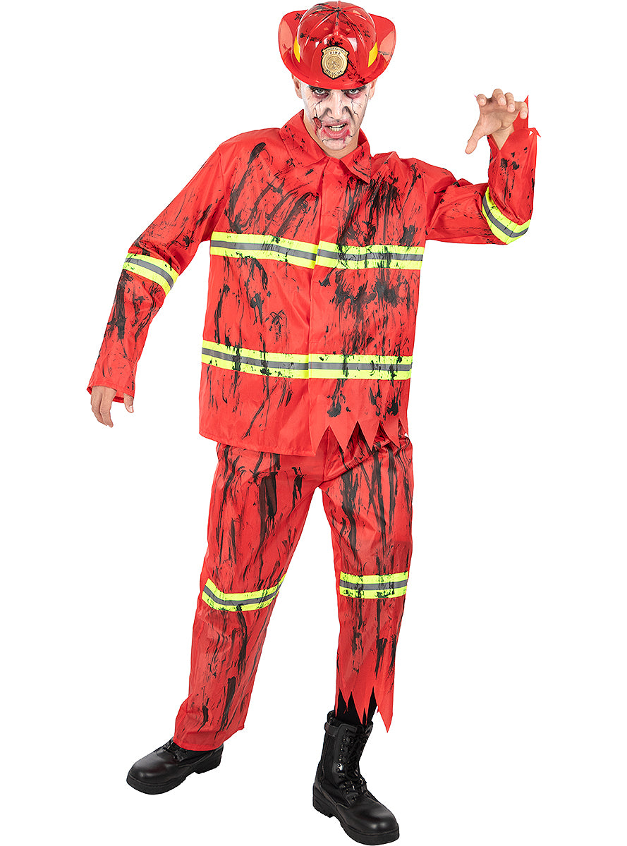 Déguisement pompier zombie homme