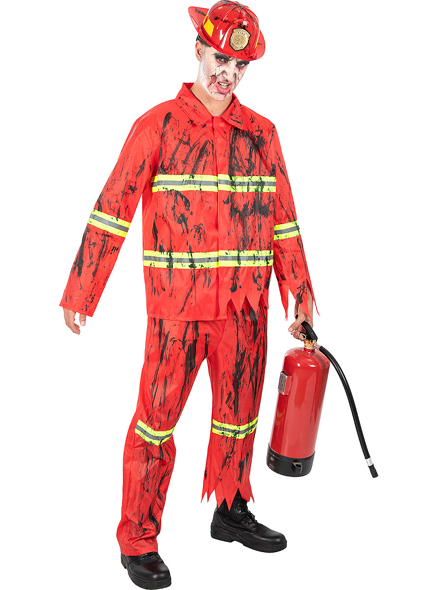 Déguisement pompier zombie homme