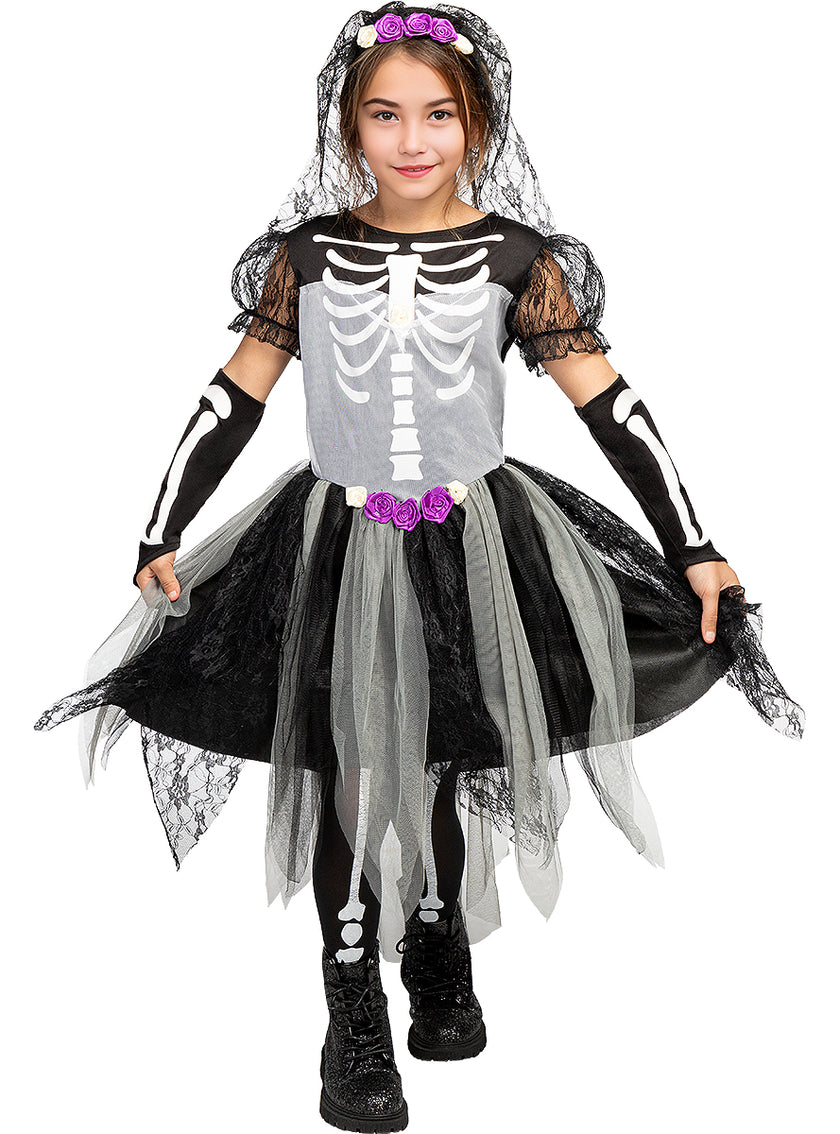Déguisement mariée squelette fille