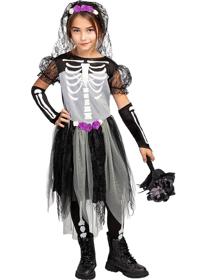 Déguisement mariée squelette fille