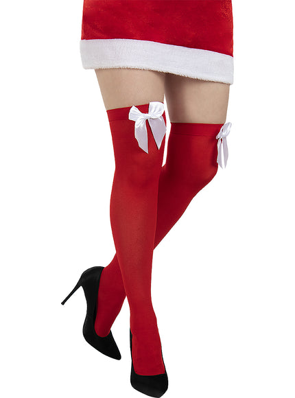 Bas rouges avec nœud