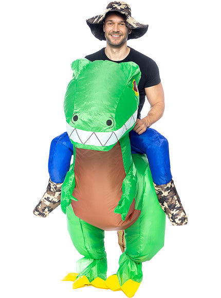 Déguisement porte-moi dinosaure explorateur gonflable adulte