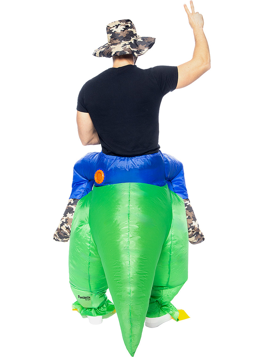 Déguisement porte-moi dinosaure explorateur gonflable adulte