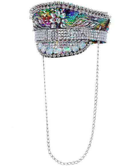 Casquette de capitaine de festival multicolore avec ornements