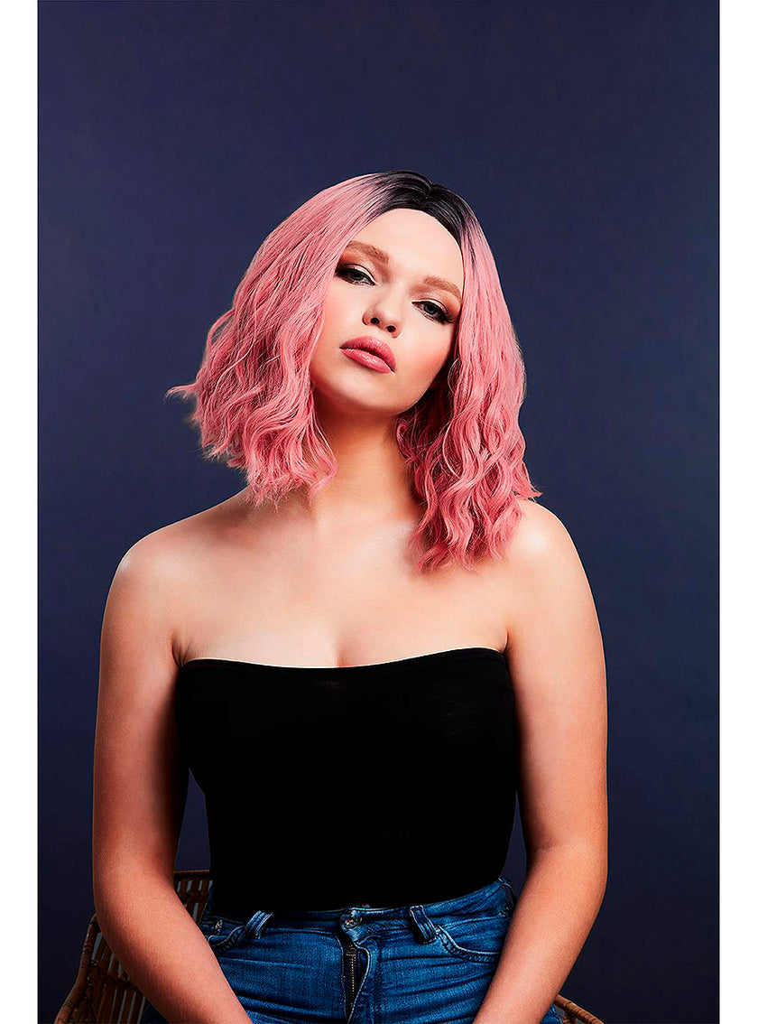 Perruque courte rose