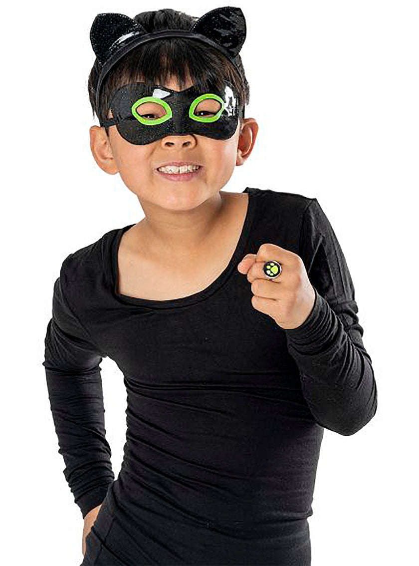 Serre-tête, masque et bague de Chat Noir