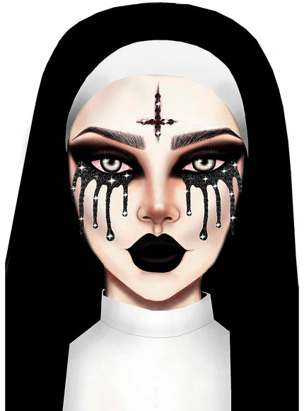 Bijoux autocollants visage nonne possédée