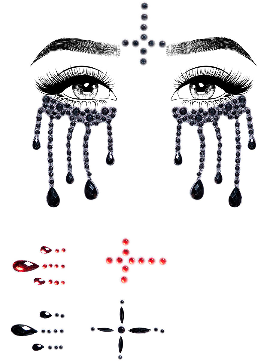 Bijoux autocollants visage nonne possédée