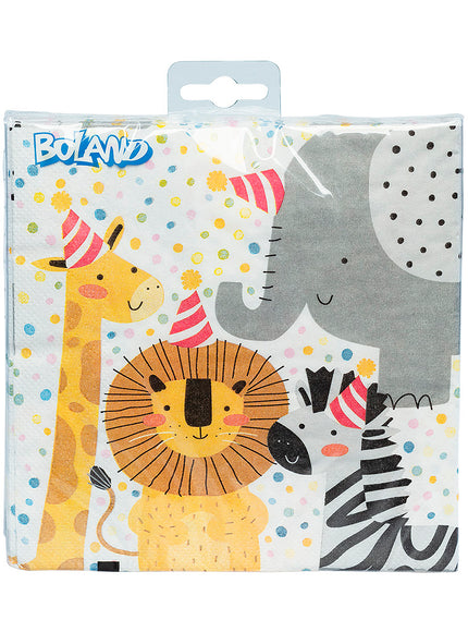 20 serviettes en papier de animaux (33 x 33 cm) - Safari