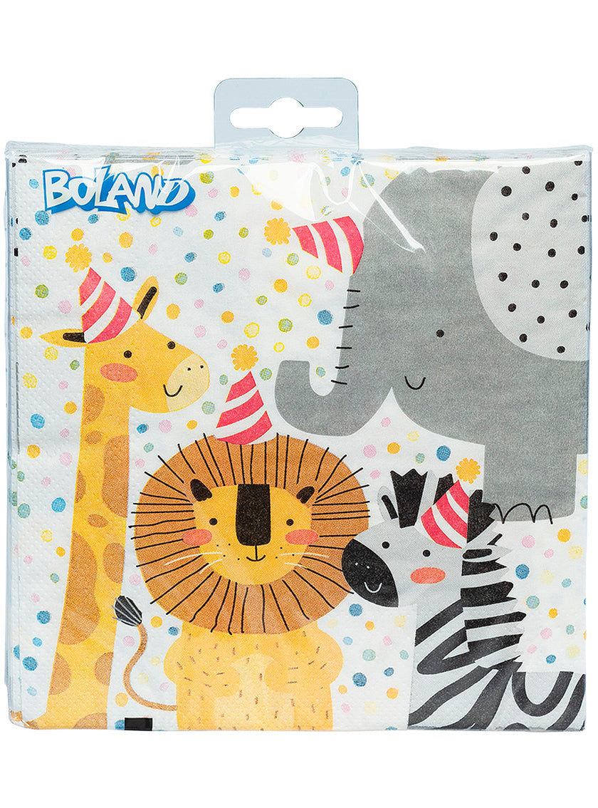 20 serviettes en papier de animaux (33 x 33 cm) - Safari
