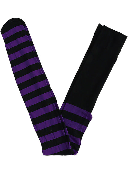 Collants sorcière à rayures noires et violettes femme
