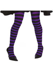 Collants sorcière à rayures noires et violettes femme