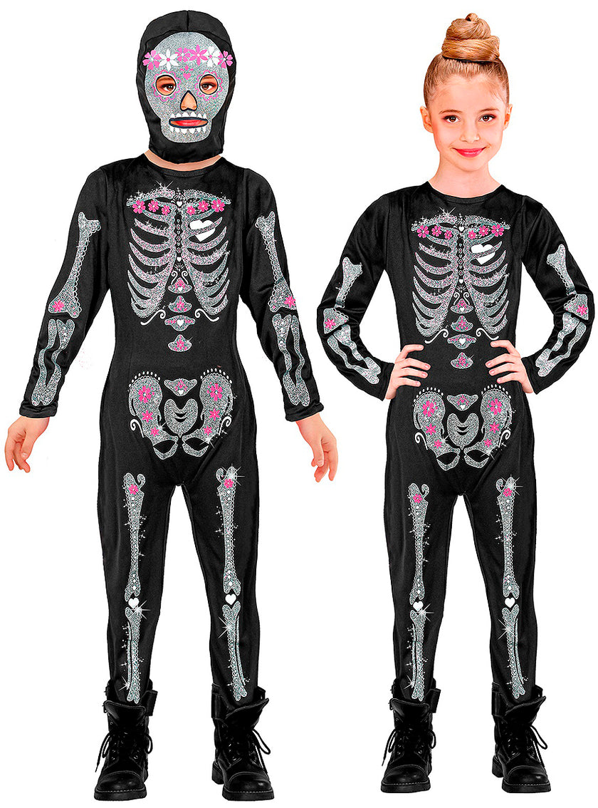 Déguisement squelette glitter fille