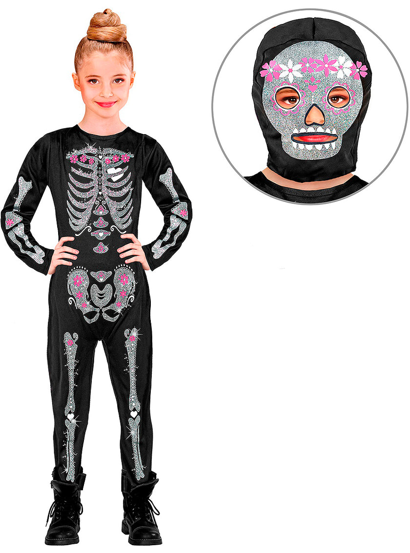 Déguisement squelette glitter fille