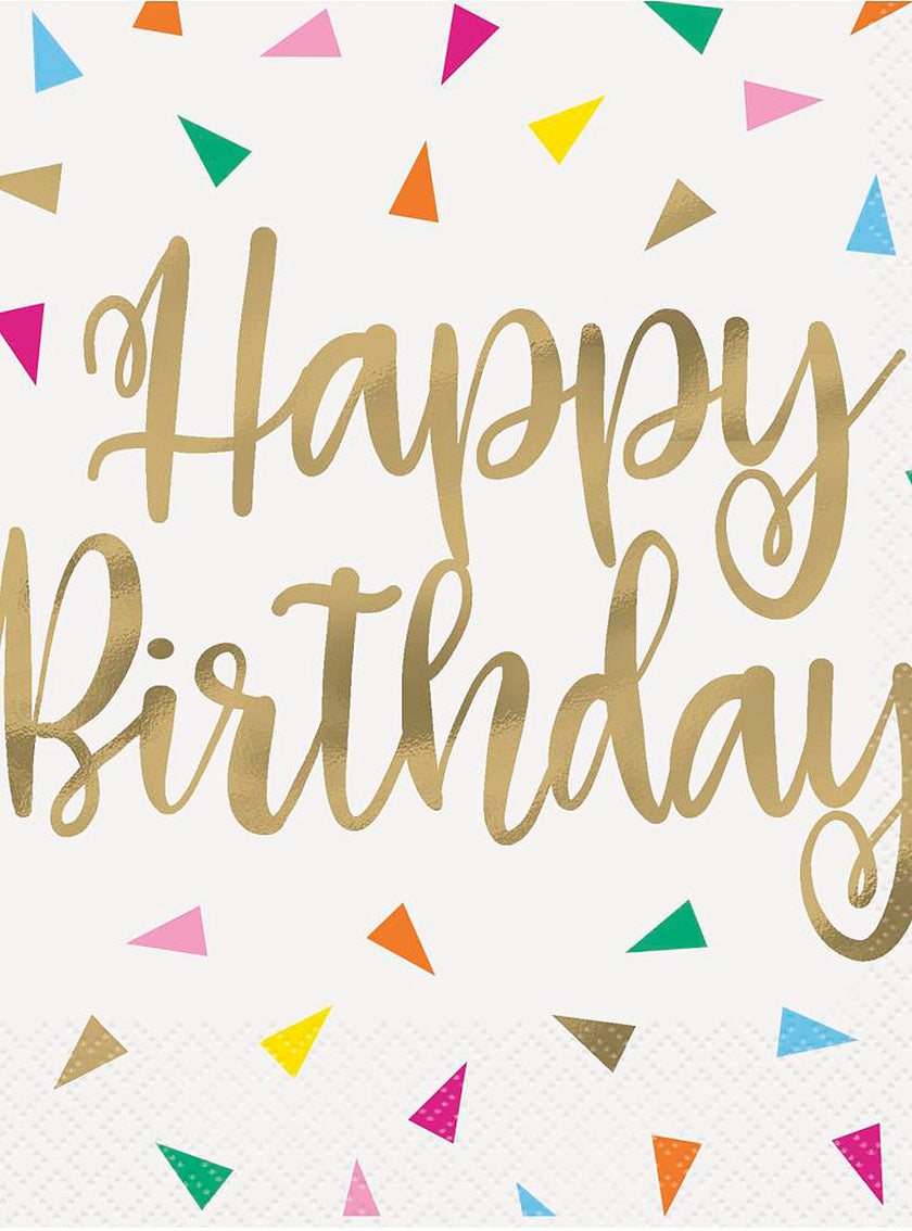 16 serviettes Happy Birthday (33x33cm) - Bright Triangle